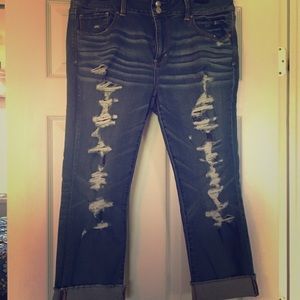 American Eagle Cropped Destroyed Jeans